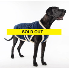 Navy fleece and sheepskin jacket